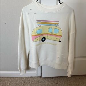 White Sweatshirt with Camper Graphic